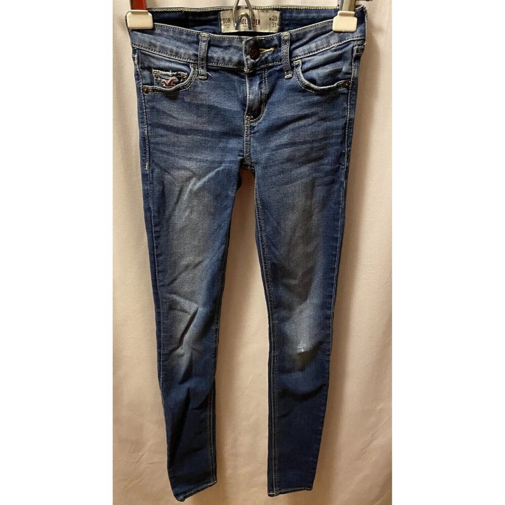 2 Pairs Hollister Womens Juniors 00R 23x31 Jeans Embroidered Pockets Skinny